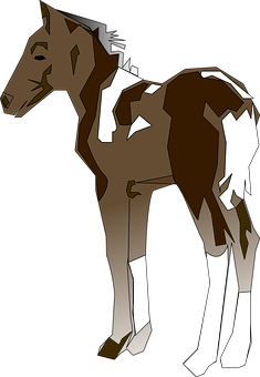 棕色與白色幾何馬匹插圖 壁紙