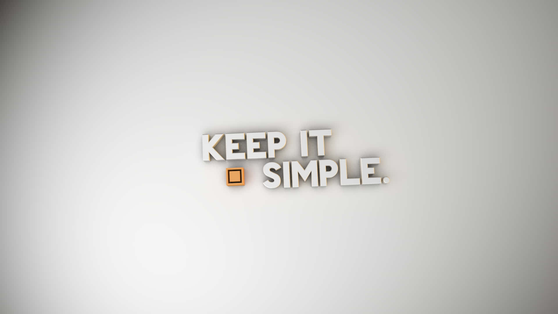 lettering 桌布 壁紙 — 極簡3D渲染文字顯示「KEEP IT SIMPLE」，其中一個橙色小方塊取代了字母O，背景為柔和灰色漸變。