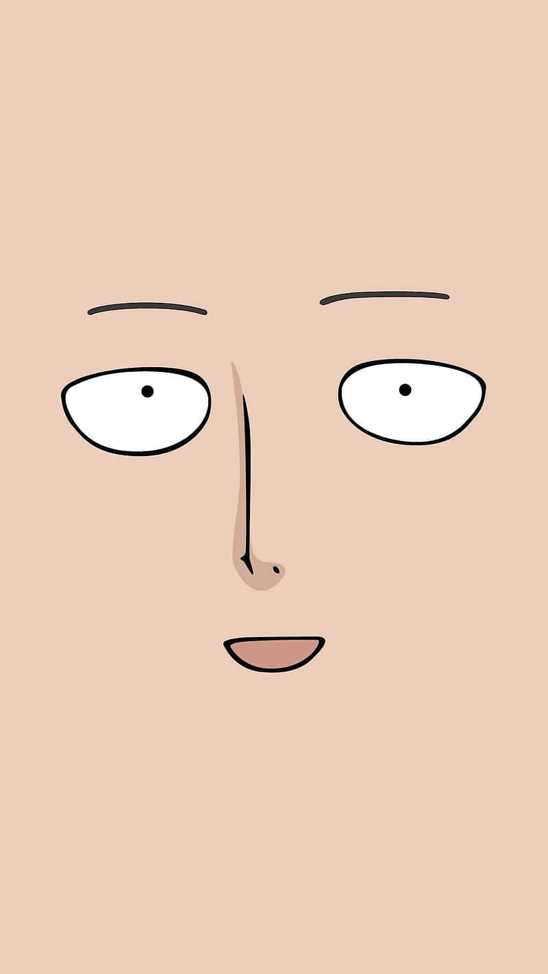 卡通臉，大眼睛和中性表情，在米色背景上。 — 一拳超人 GIF 壁紙