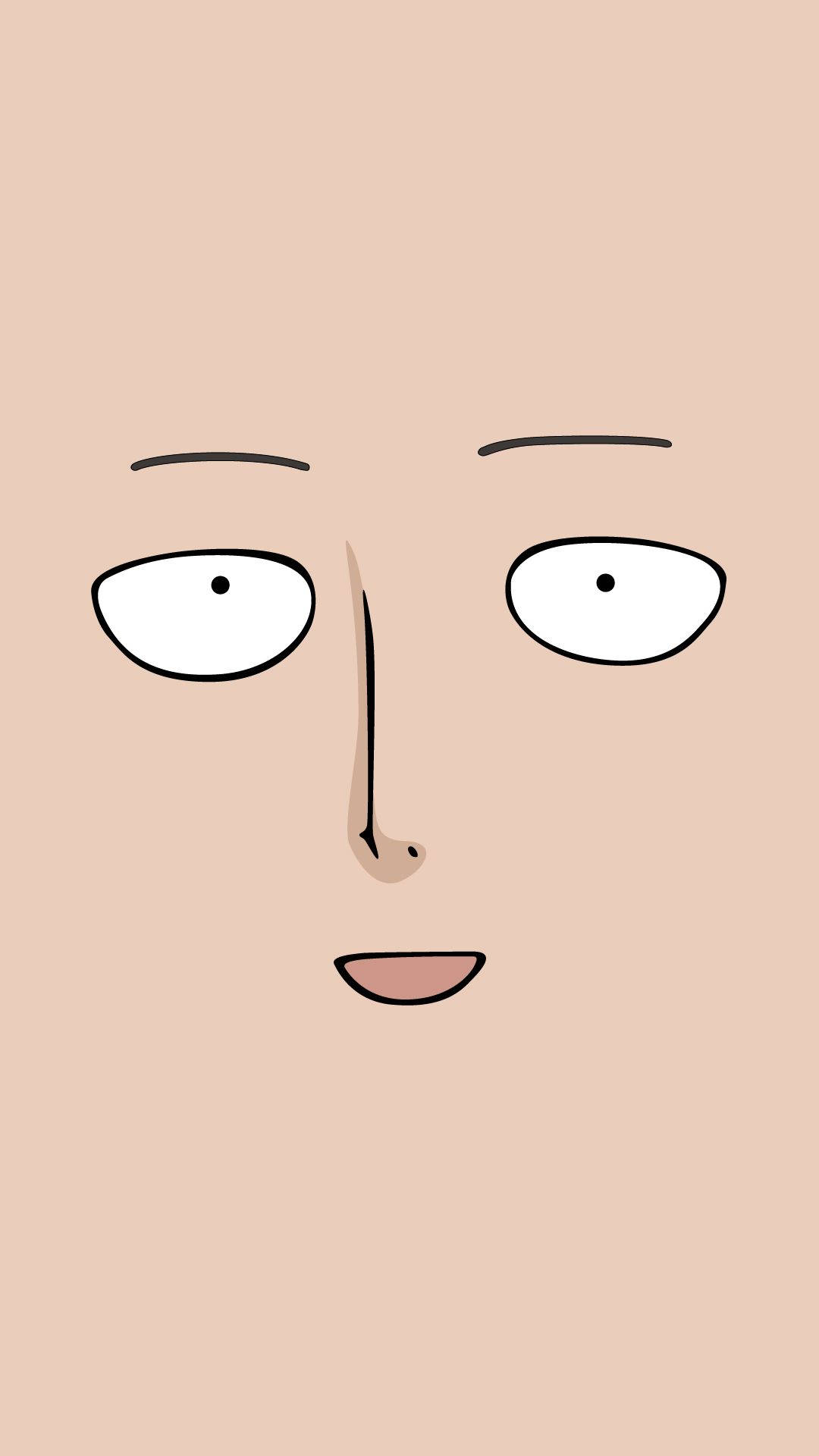 Saitama 桌布 壁紙 — 極簡卡通臉，大眼睛和簡單特徵，在純米色背景上。