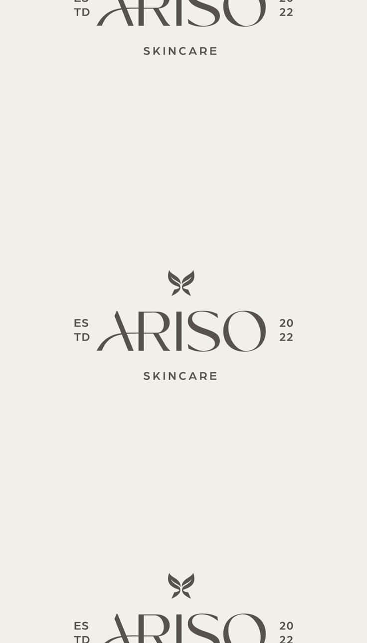 Minimalist Logo 桌布 壁紙 — 極簡品牌桌布，以優雅灰色字體呈現Ariso Skincare標誌，搭配柔和米色背景。