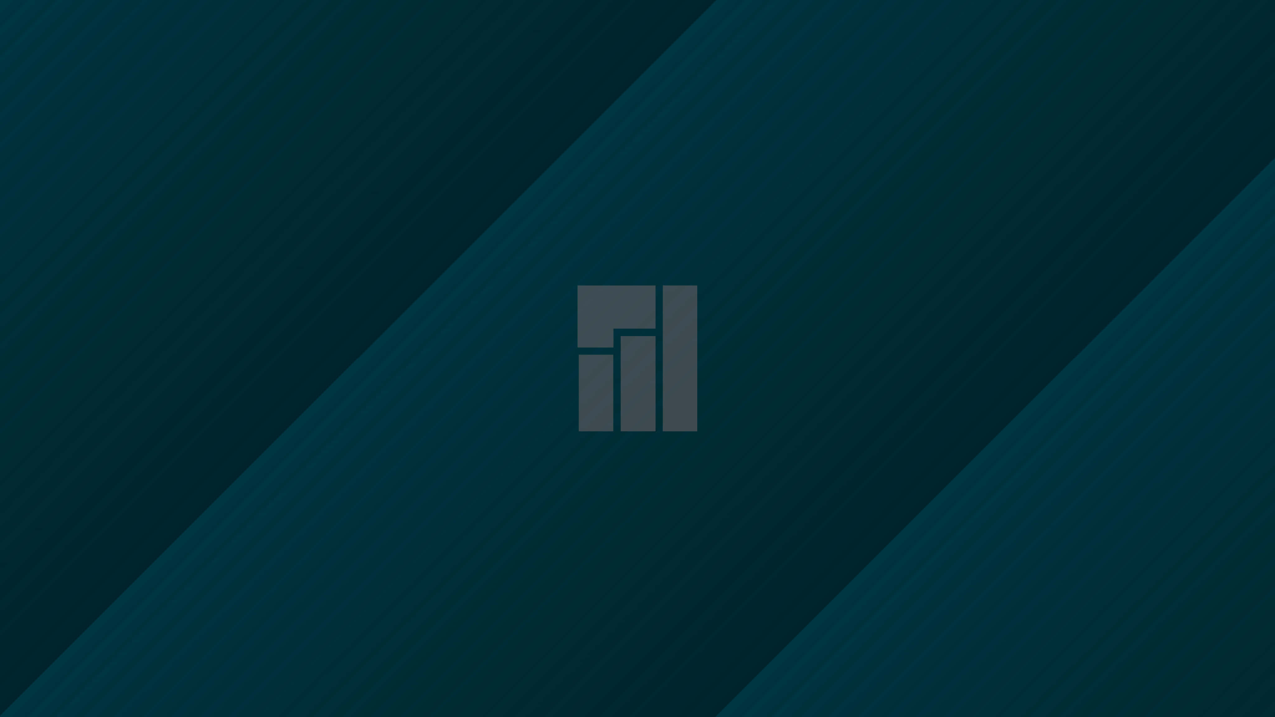 Manjaro 桌布 壁紙 — 極簡抽象壁紙，帶有對角線青綠色漸變和中央灰色幾何圖標。