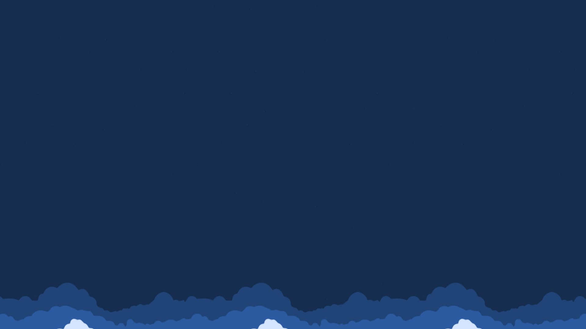 Minimalist Sky 桌布 壁紙 — 極簡抽象桌布，以深海軍藍背景襯托層疊的藍色波浪和白色雲朵。