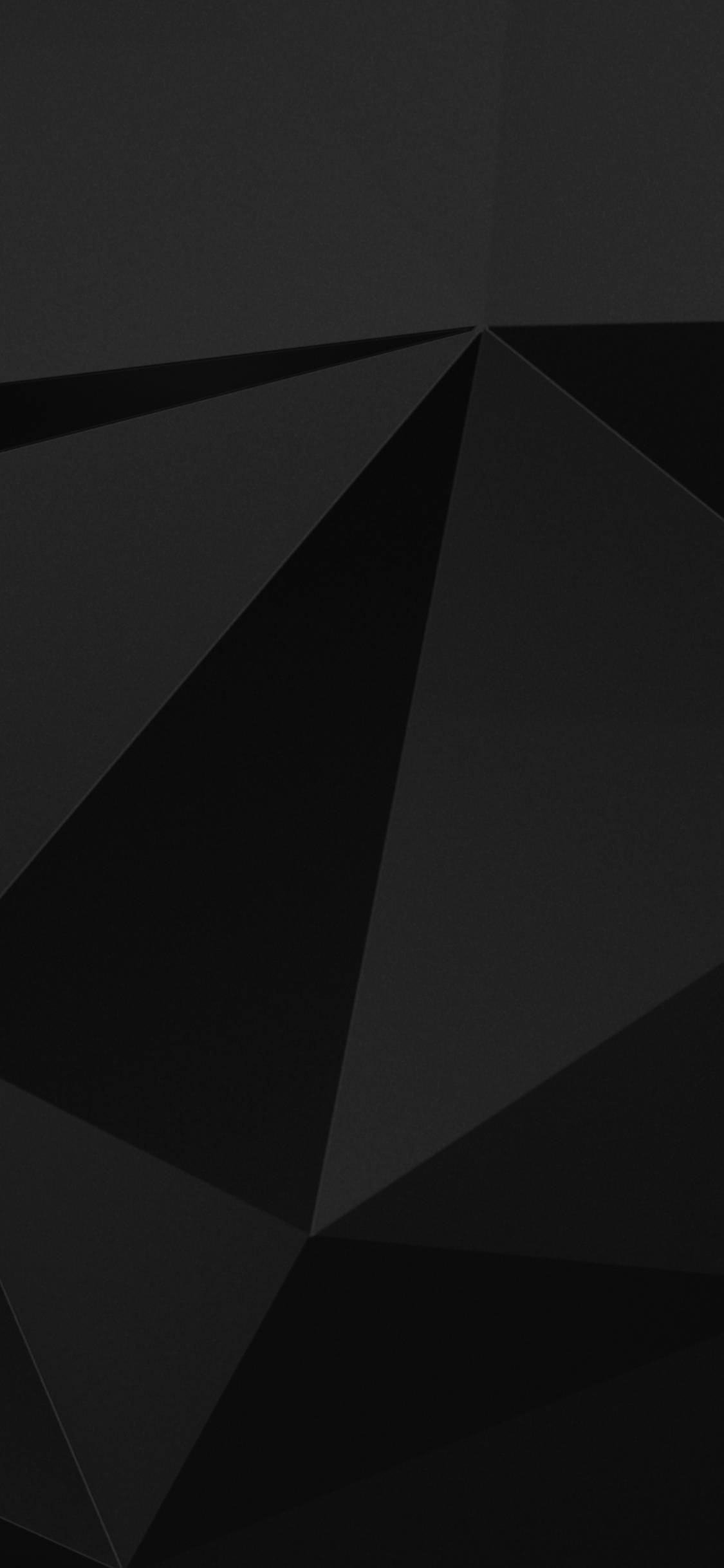 minimal dark iPhone 桌布 壁紙 — 極簡抽象桌布，具有尖銳幾何黑色三角形和微妙的陰影變化。