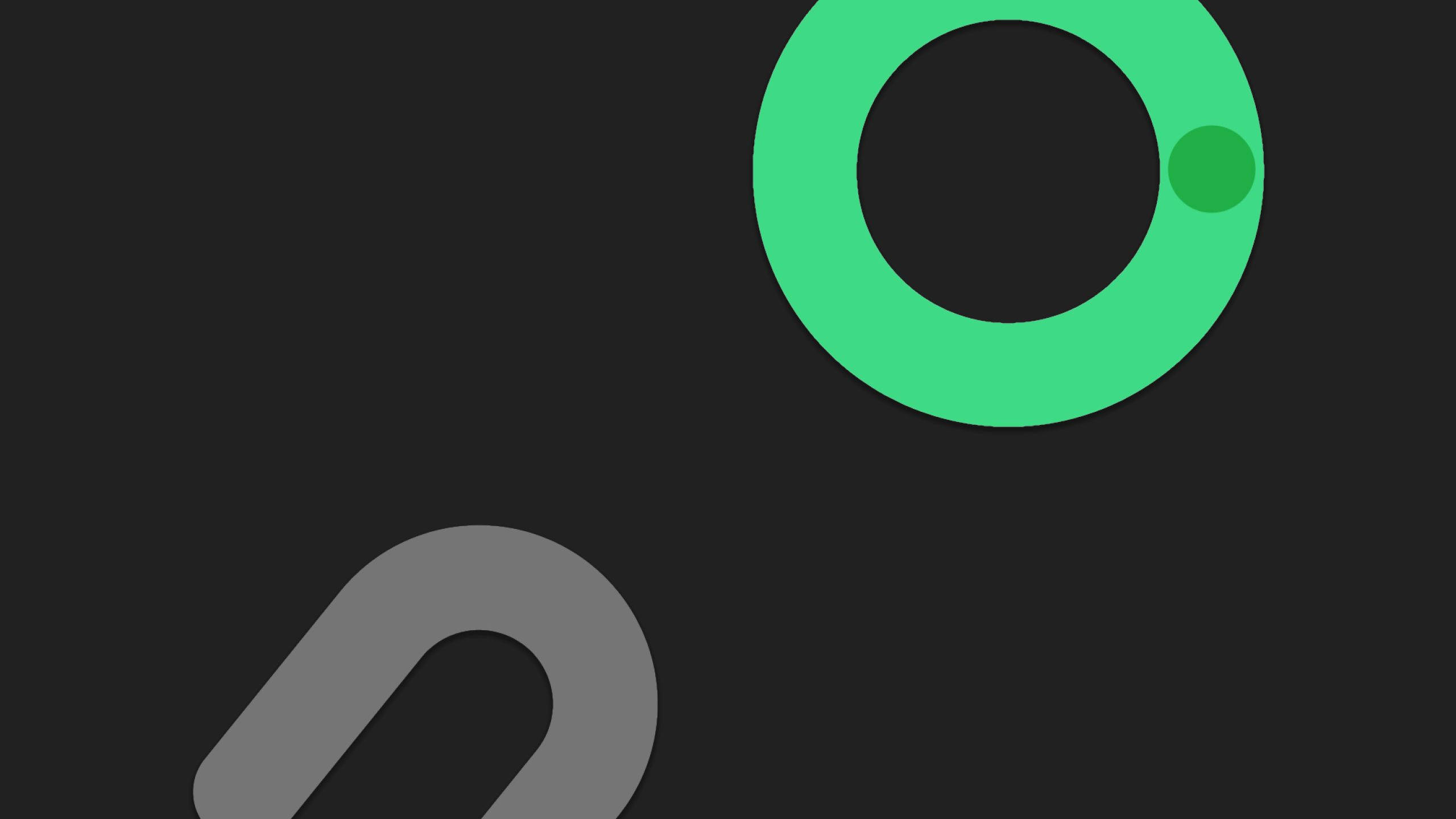Pixel 4 桌布 壁紙 — 極簡抽象桌布，深色背景上漂浮著綠色和灰色的幾何形狀。