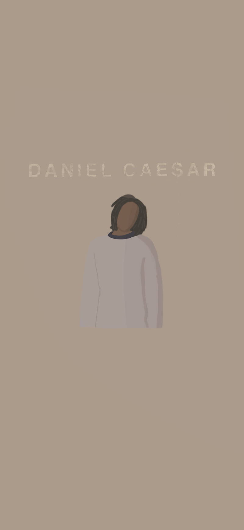 Caesar 桌布 壁紙 — 極簡插圖，人物穿著淺色毛衣，居中置於柔和米色背景上，上方有文字。