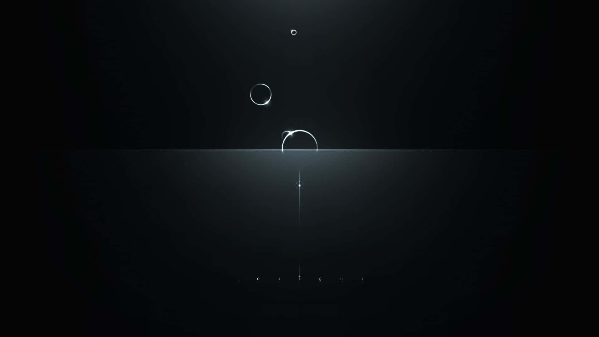 1920 X 1080 Minimalist 桌布 壁紙 — 極簡數位藝術作品，特色是發光球體在深色漸變背景下的反射表面上下降。