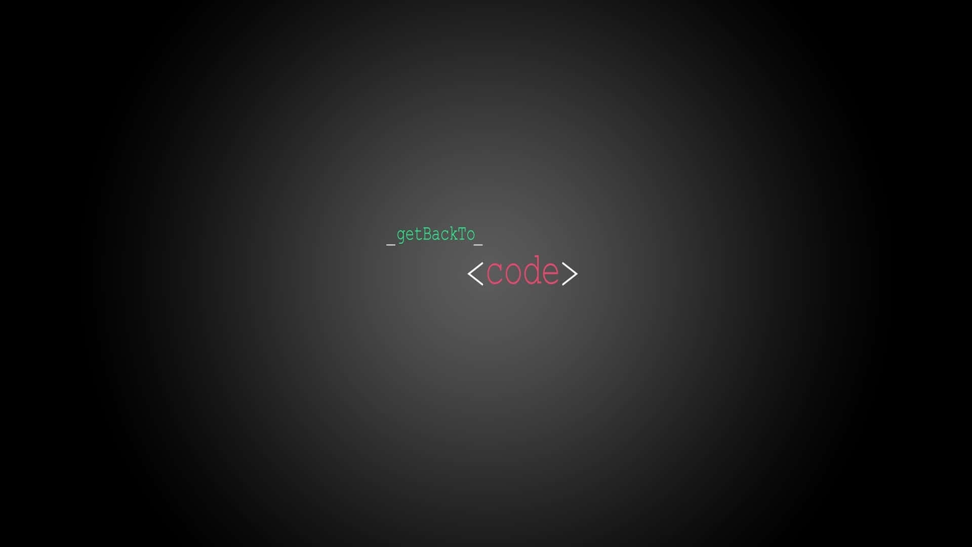 Code 桌布 壁紙 — 極簡暗色漸變背景，中央帶有發光的綠色和粉紅色程式碼文字。