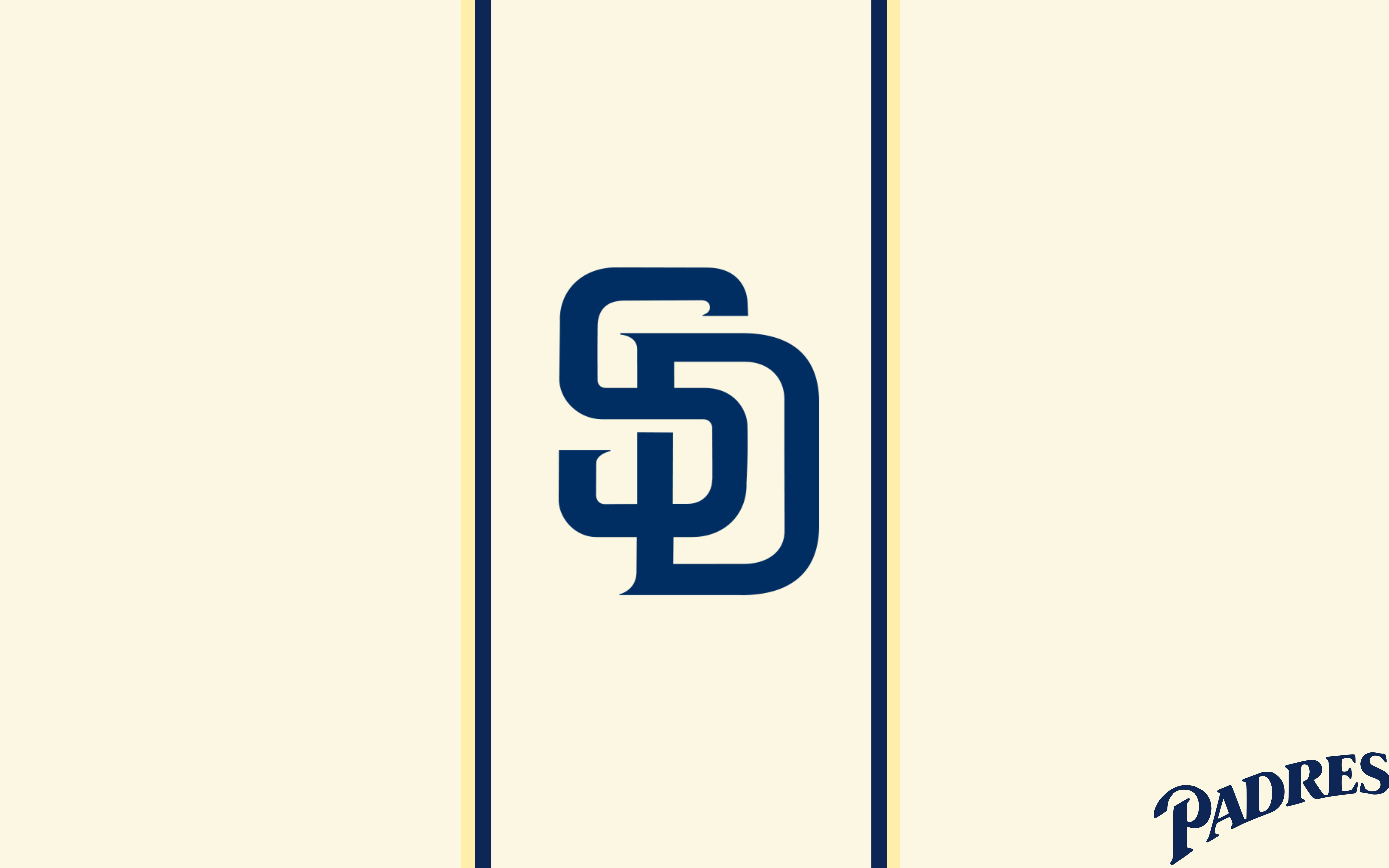 Padres 桌布 壁紙 — 極簡棒球球衣設計，以奶油色背景搭配垂直條紋，中央放置海軍藍交織SD標誌。