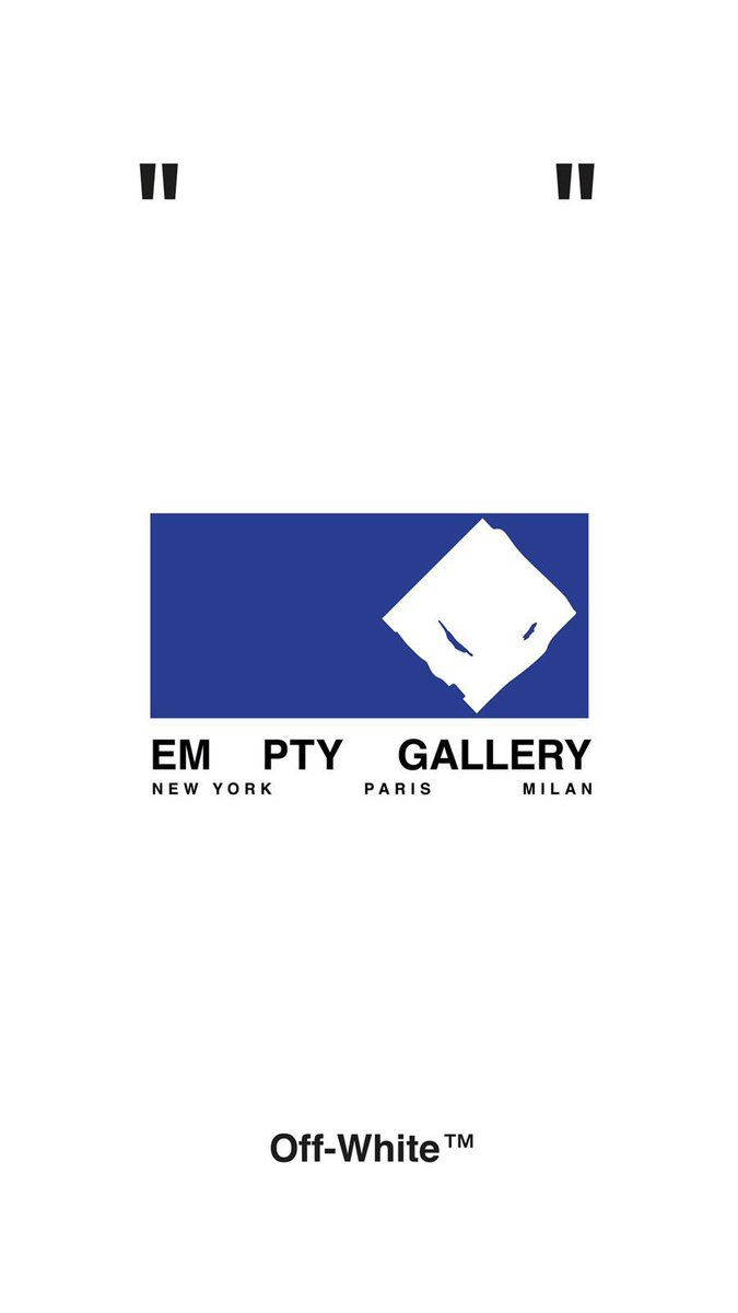 Off White 桌布 壁紙 — 極簡標誌設計，包含一個藍色矩形、白色菱形以及 Empty Gallery 和 Off-White™ 的文字。