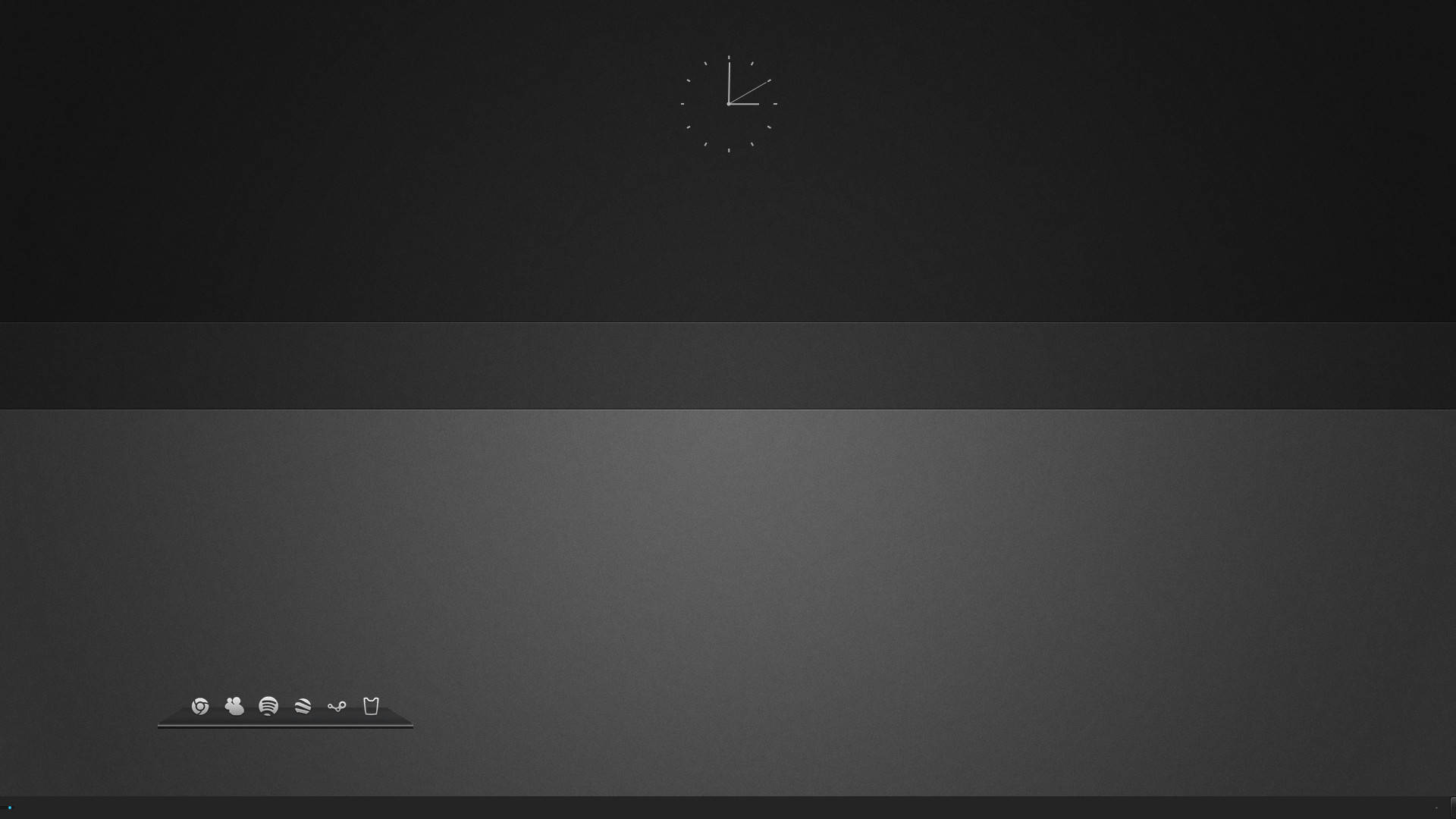Clock 桌布 壁紙 — 極簡深灰色數位時鐘桌布，帶有細微漸變和底部工作列圖示。
