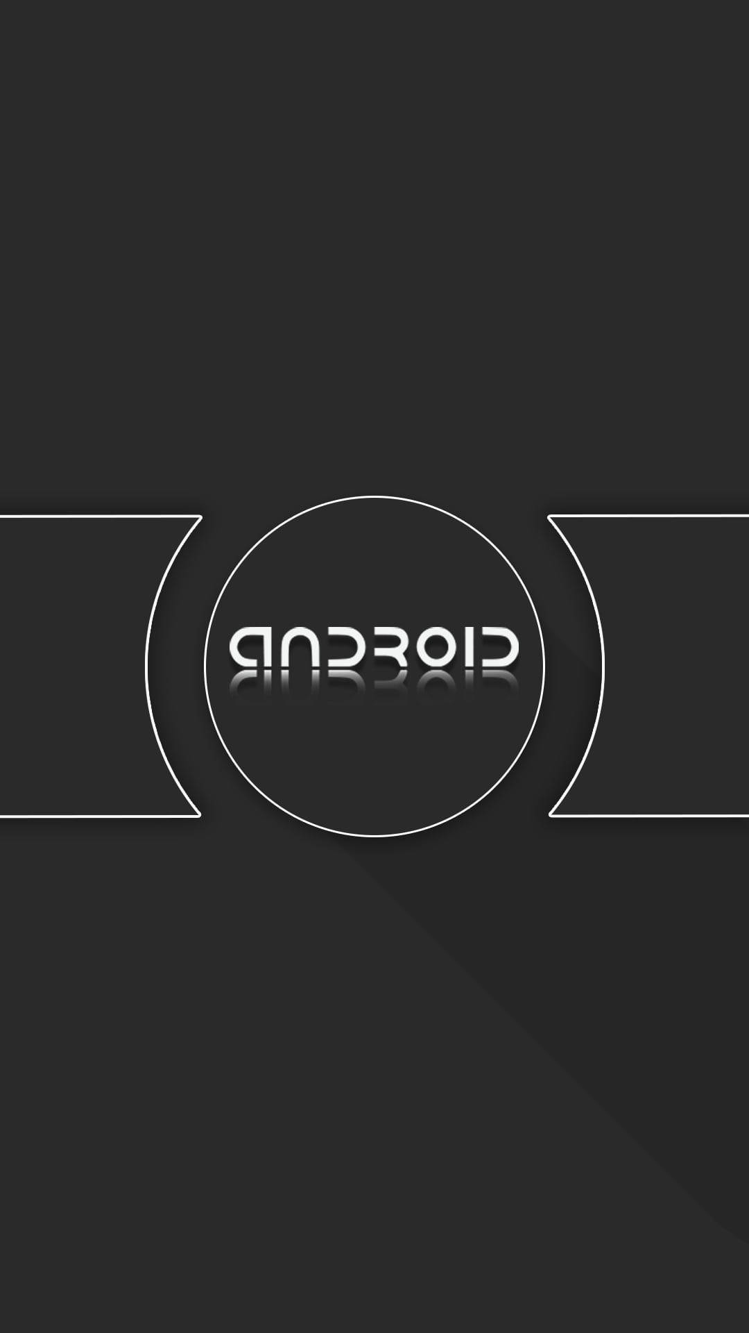 深灰色背景上的Android標誌，帶白色幾何設計 — 簡約 Android 桌布 壁紙