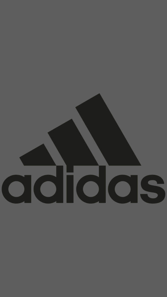 adidas iPhone 桌布 壁紙 — 極簡深灰色背景，標誌性黑色Adidas標誌居中突出顯示。