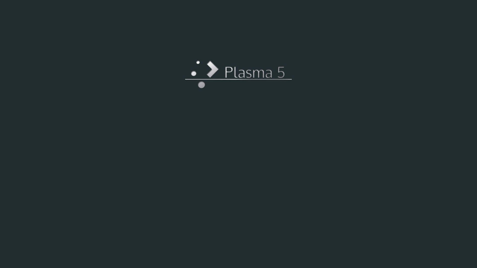 Plasma 桌布 壁紙 — 極簡深灰色背景，白色 Plasma 5 標誌居中，採用簡潔現代字體。