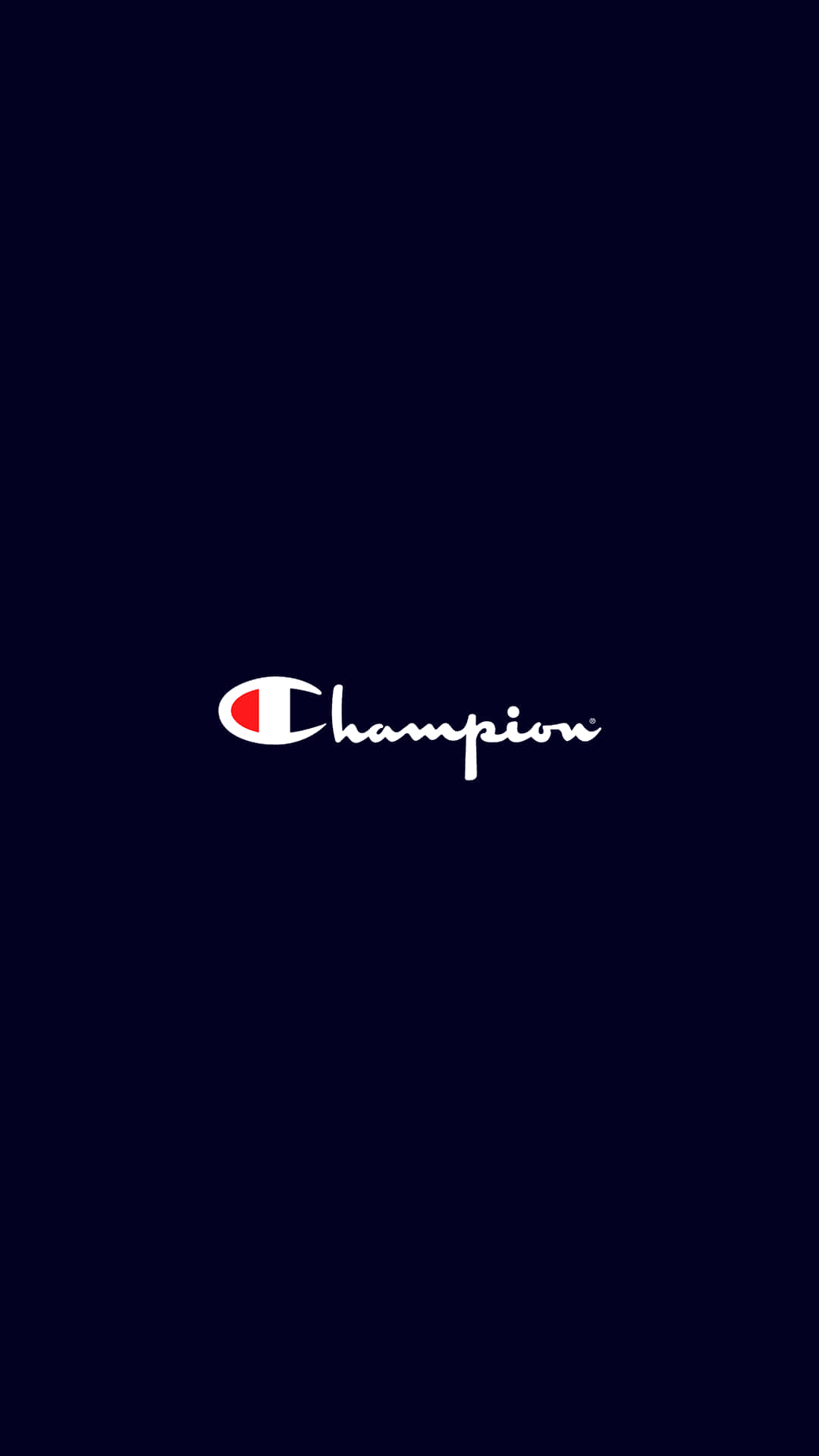 桌布 壁紙 — 極簡深藍色桌布，白色和紅色的Champion標誌居中在純色背景上。