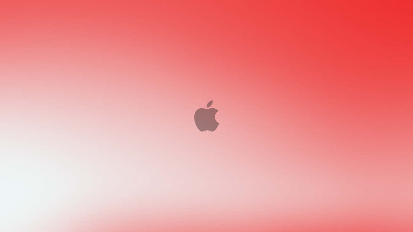 1366x768 Apple 桌布 壁紙 — 極簡漸變紅色背景，中央放置啞灰色Apple標誌。