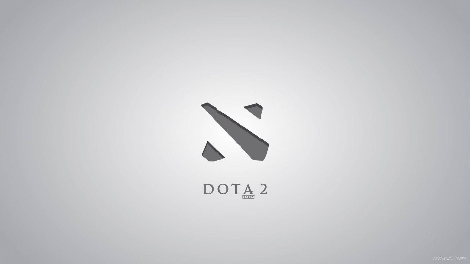 電玩遊戲 桌布 壁紙 — 極簡灰色 Dota 2 標誌，居中放置於柔和漸變背景上，帶有細微陰影效果。