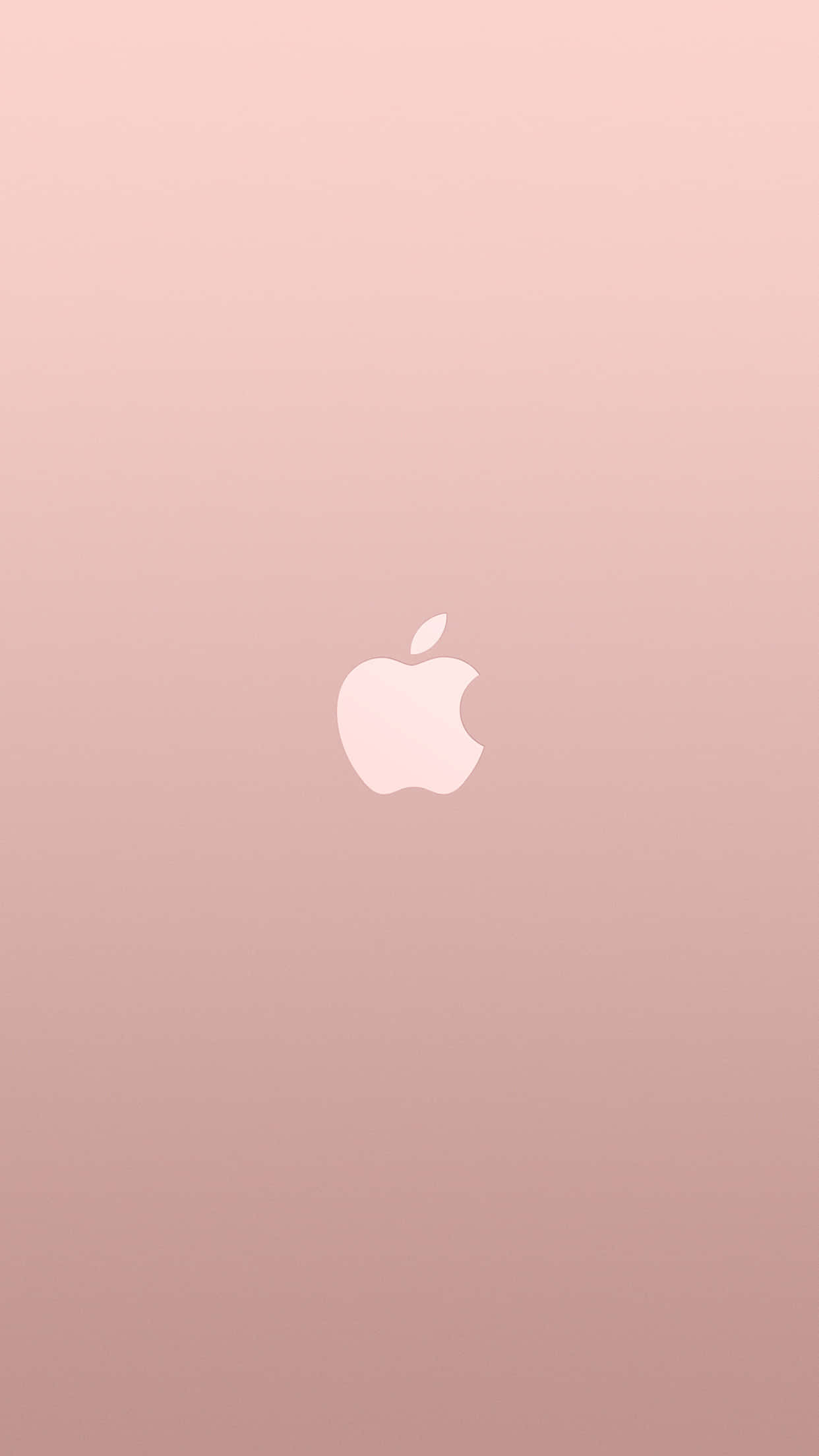 Pink And White 桌布 壁紙 — 極簡玫瑰金漸變背景，中央有一個微妙的白色Apple標誌。