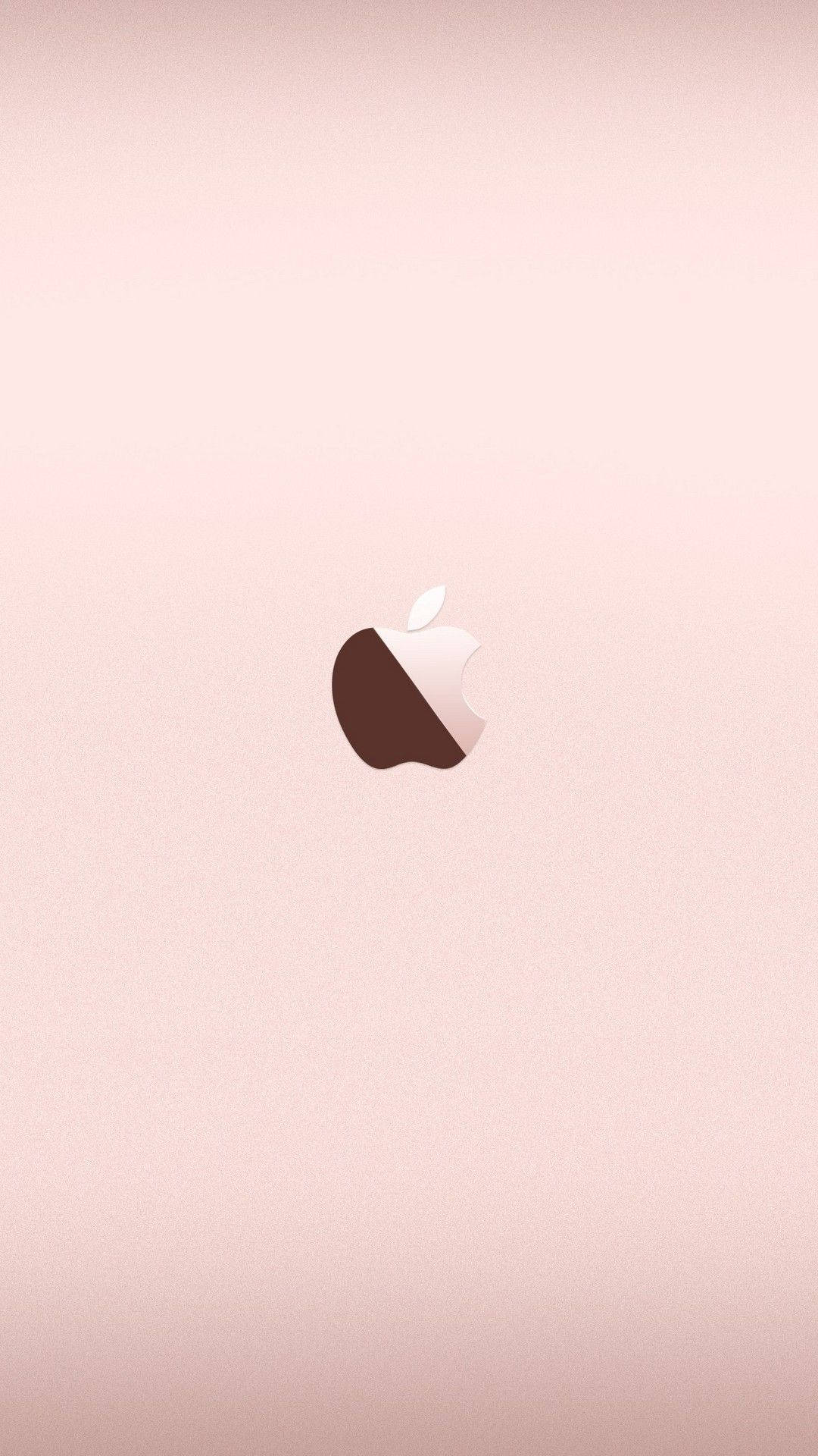 金色動態 桌布 壁紙 — 極簡玫瑰金色桌布，中央為分色調的Apple標誌，置於柔和漸變背景上。