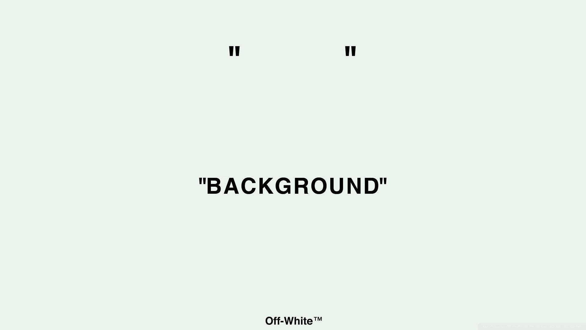 Off White Logo 桌布 壁紙 — 極簡米白色背景，中央有粗體文字，上下有小引號。