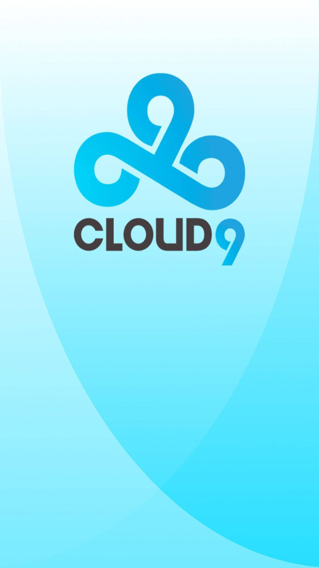 Cloud9 桌布 壁紙 — 極簡藍色漸變桌布，Cloud9 標誌居中置於柔和天藍色背景上。