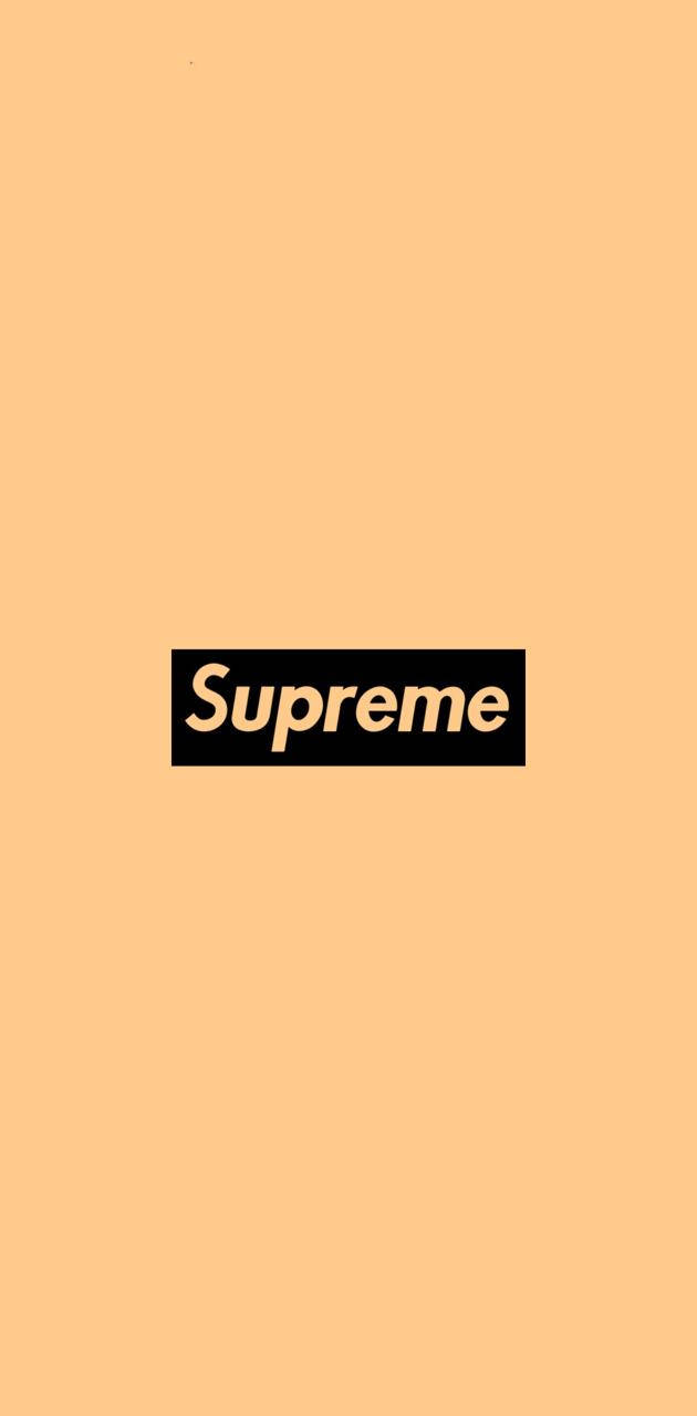 orange supreme 桌布 壁紙 — 極簡蜜桃色背景，中央放置黑色Supreme標誌，使用粗體白色字體。