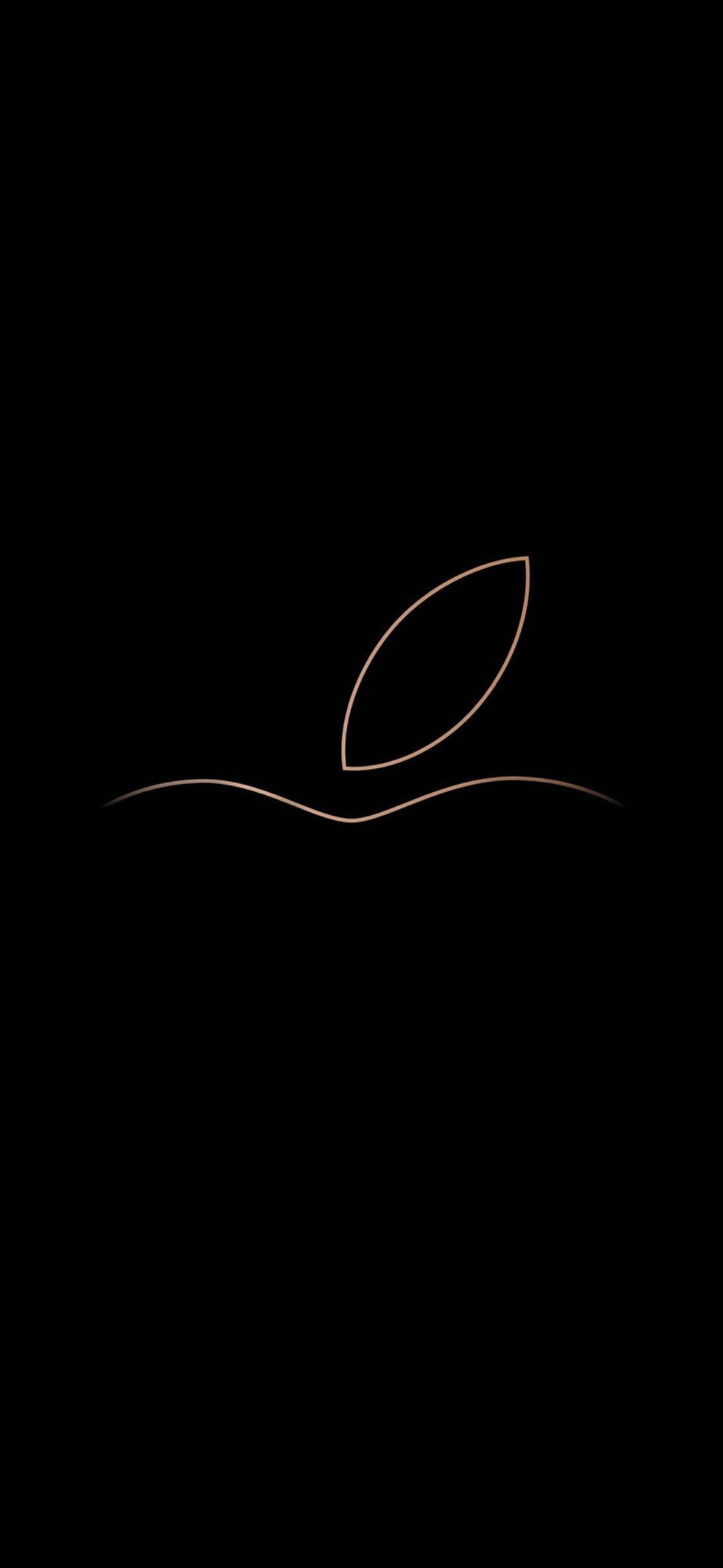 iPhone 桌布 壁紙 — 極簡金色葉子輪廓在純黑背景上柔和發光。
