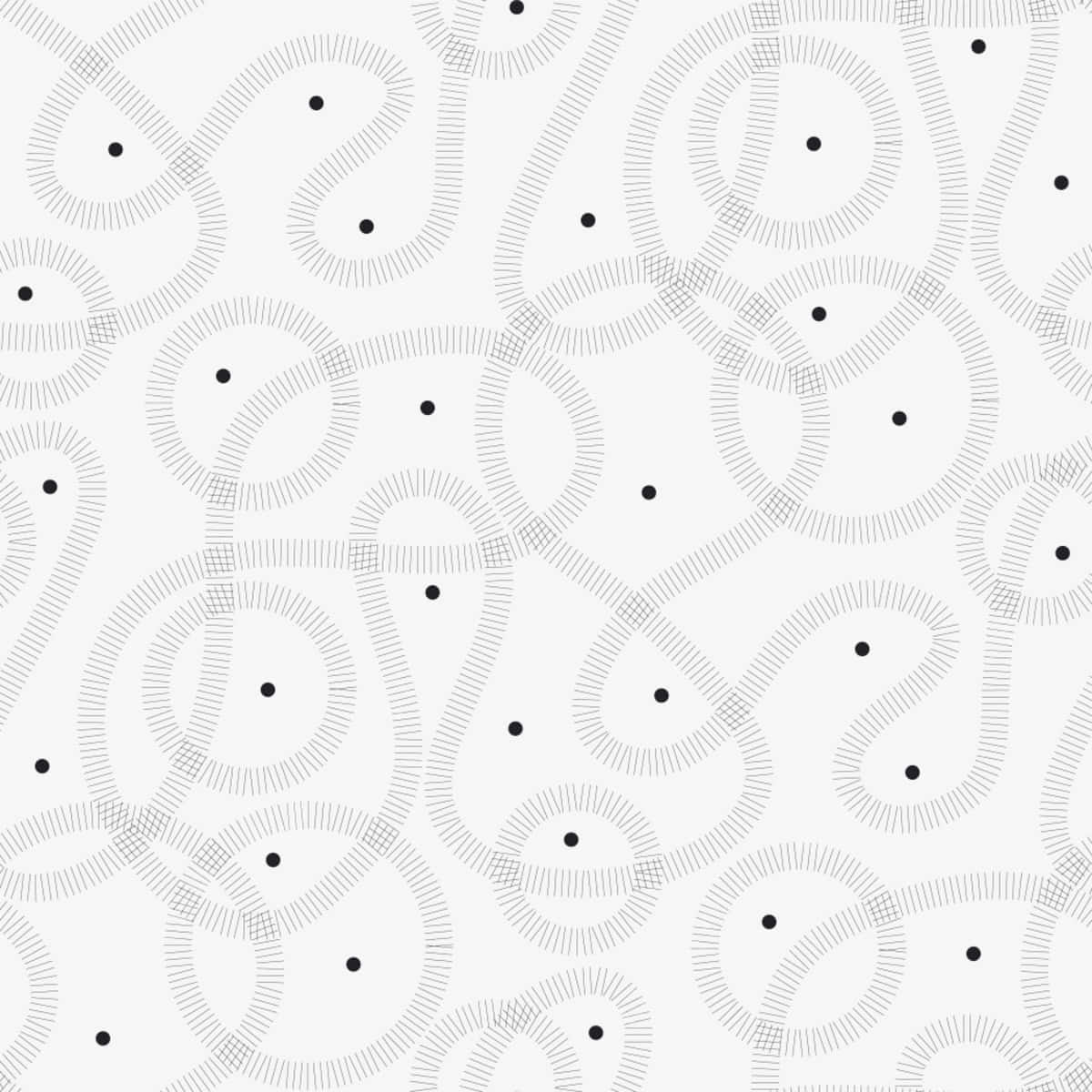 circles 桌布 壁紙 — 極簡風格桌布，淺灰色背景上以細黑線勾勒重複的抽象佩斯利形狀。