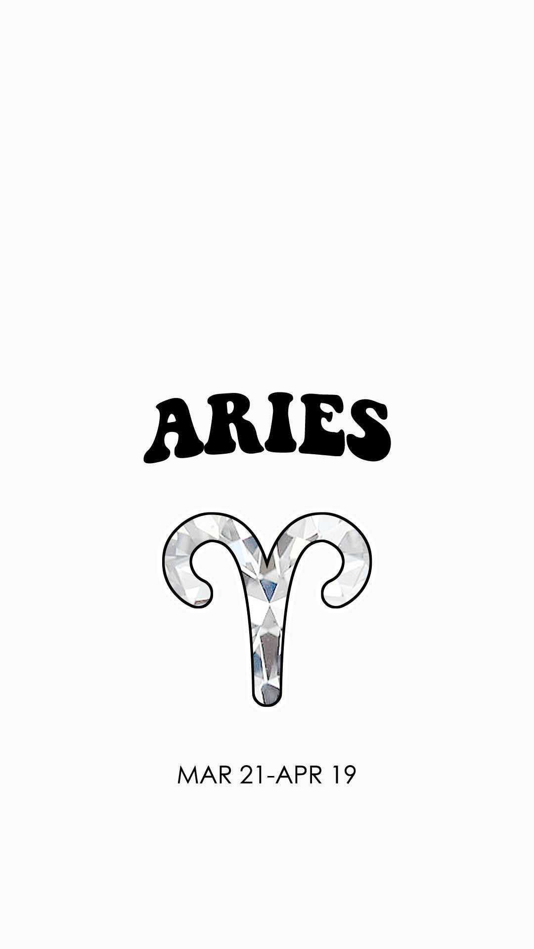 牡羊座星座符號，帶有鑽石切割面和日期範圍 3 月 21 日至 4 月 19 日。 — 星座 GIF 壁紙