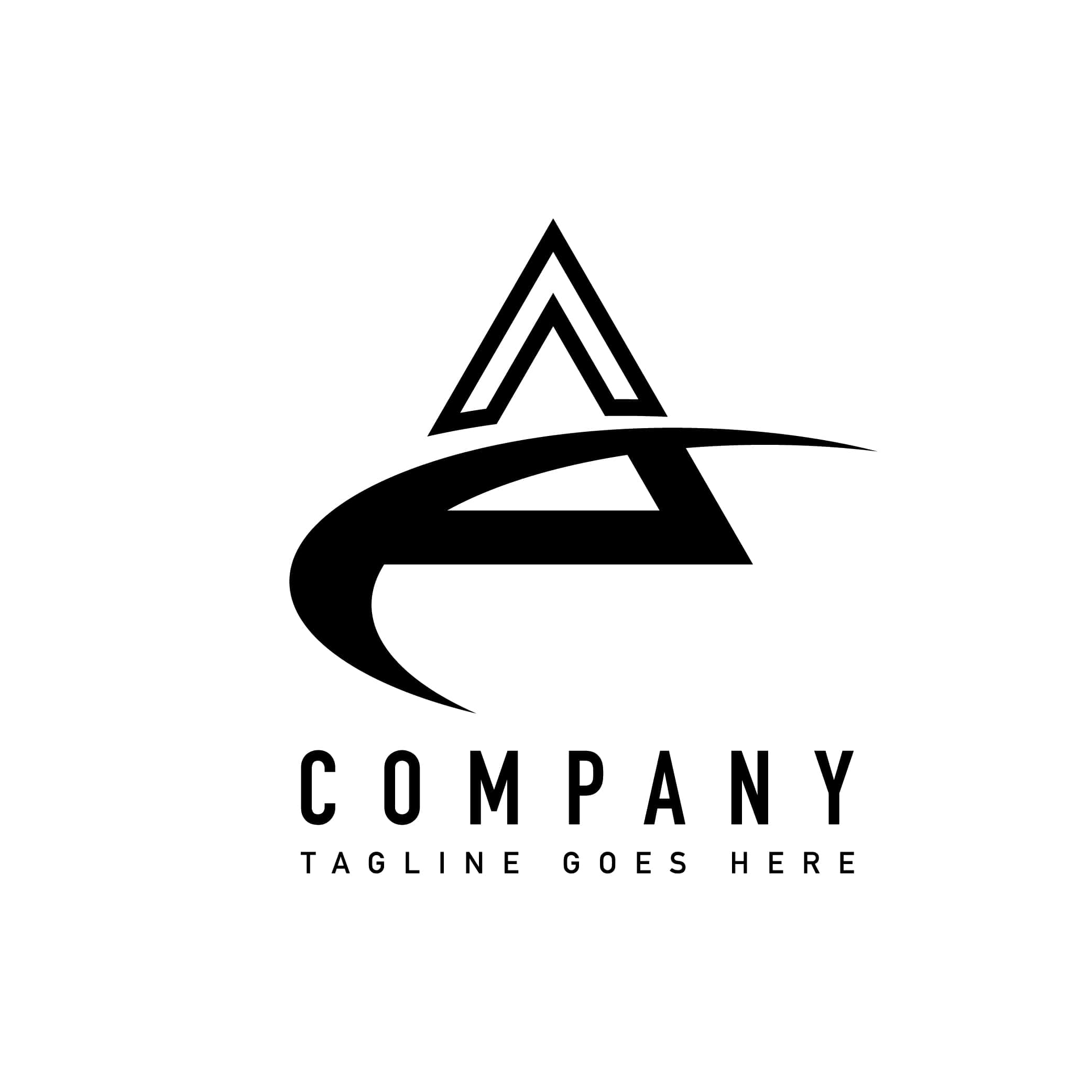 Black And White Logo 桌布 壁紙 — 極簡黑白標誌，採用風格化字母A和流線，下方有公司文字。