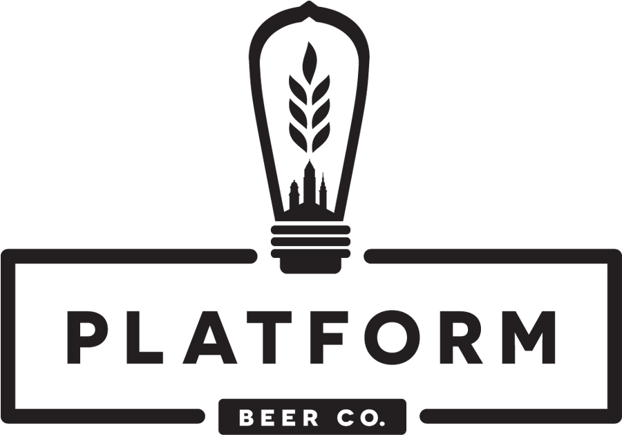 標誌 桌布 壁紙 — 極簡黑白標誌，燈泡內有小麥莖，文字為 PLATFORM BEER CO.