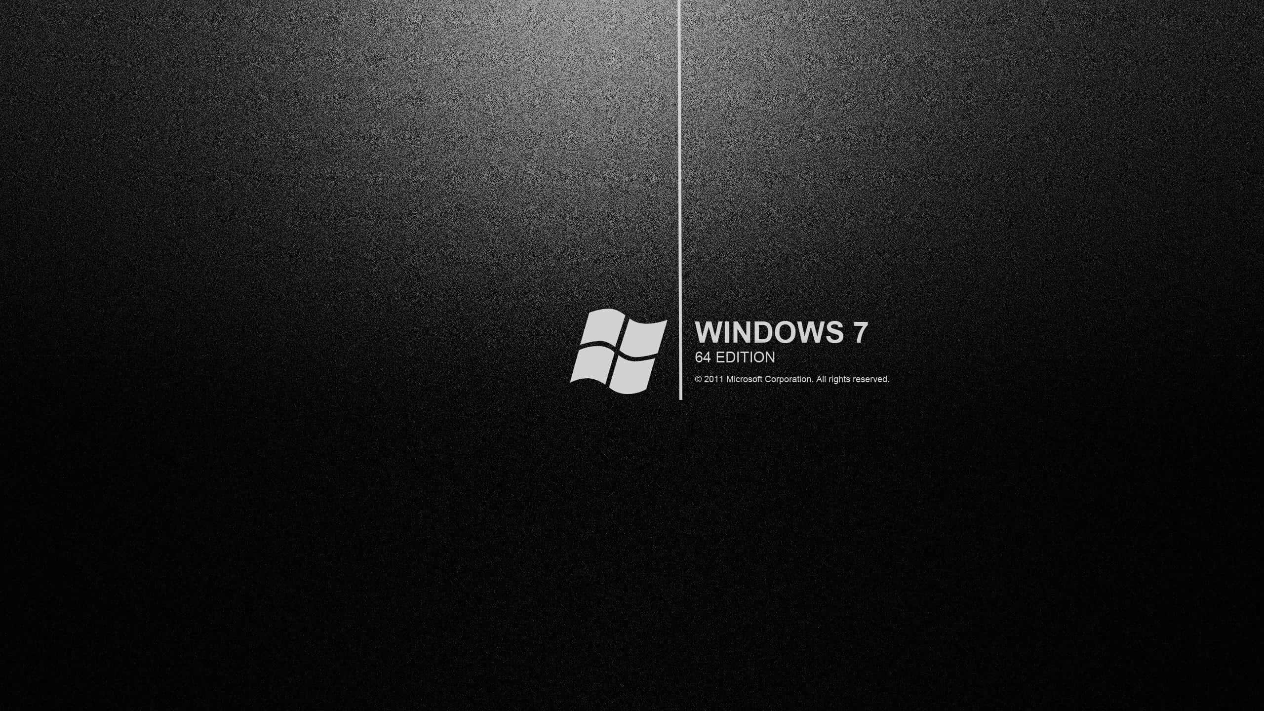 Dark Web 桌布 壁紙 — 極簡黑色桌布，Windows 7 64 Edition 標誌和文字居中顯示在紋理深色背景上。