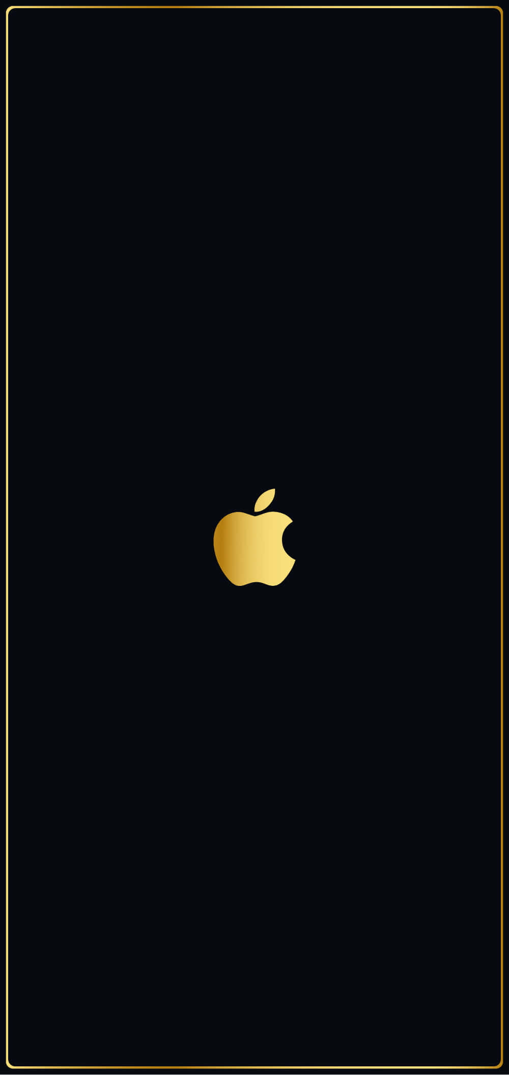 蘋果 桌布 壁紙 — 極簡黑色桌布，中央有金色Apple標誌，並以細金邊框框住。