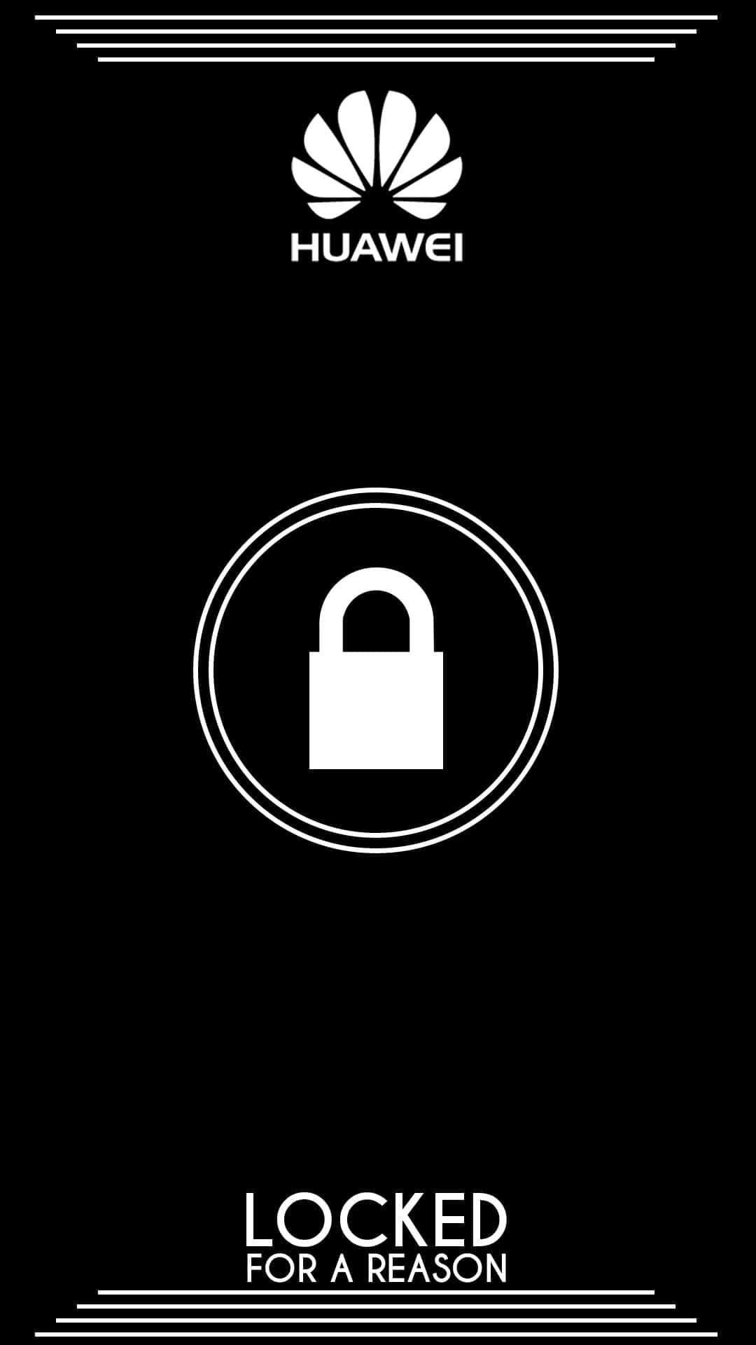 Huawei手機鎖定畫面，帶有掛鎖圖示和文字locked for a reason。 — 華為 GIF 壁紙