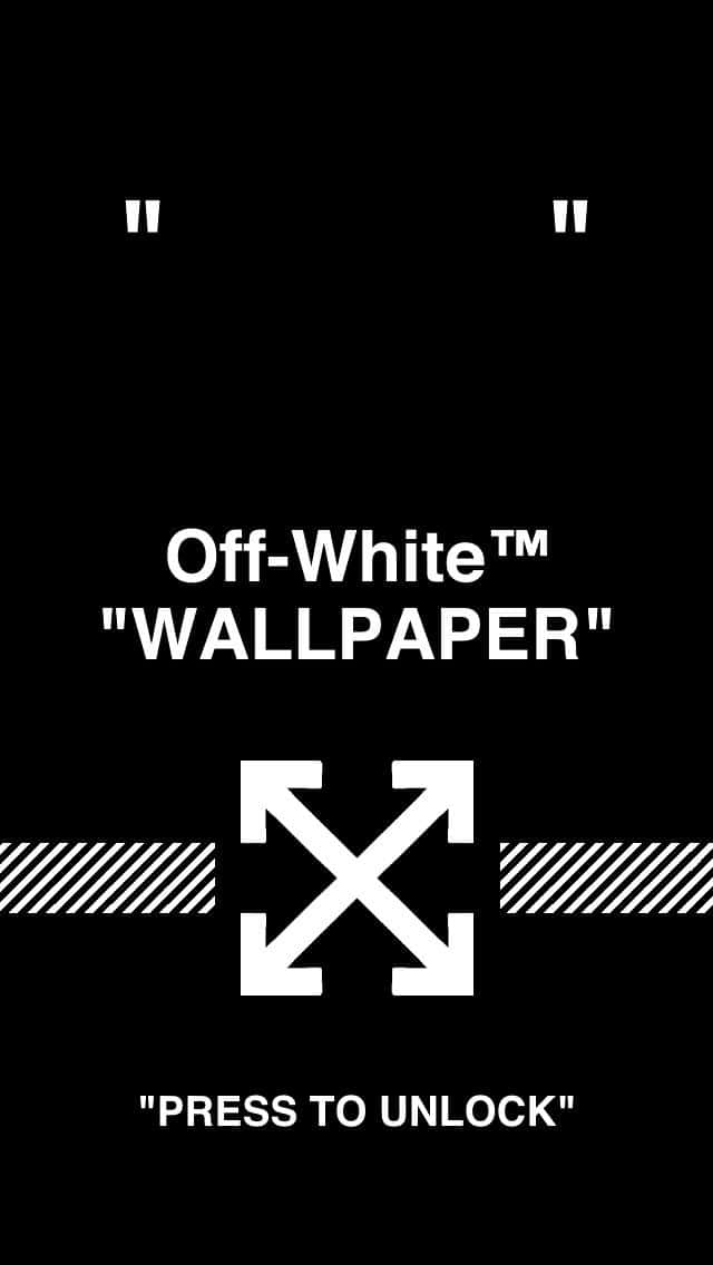 Off White iPhone 桌布 壁紙 — 極簡黑色桌布，帶有白色Off-White標誌箭頭和文字元素。