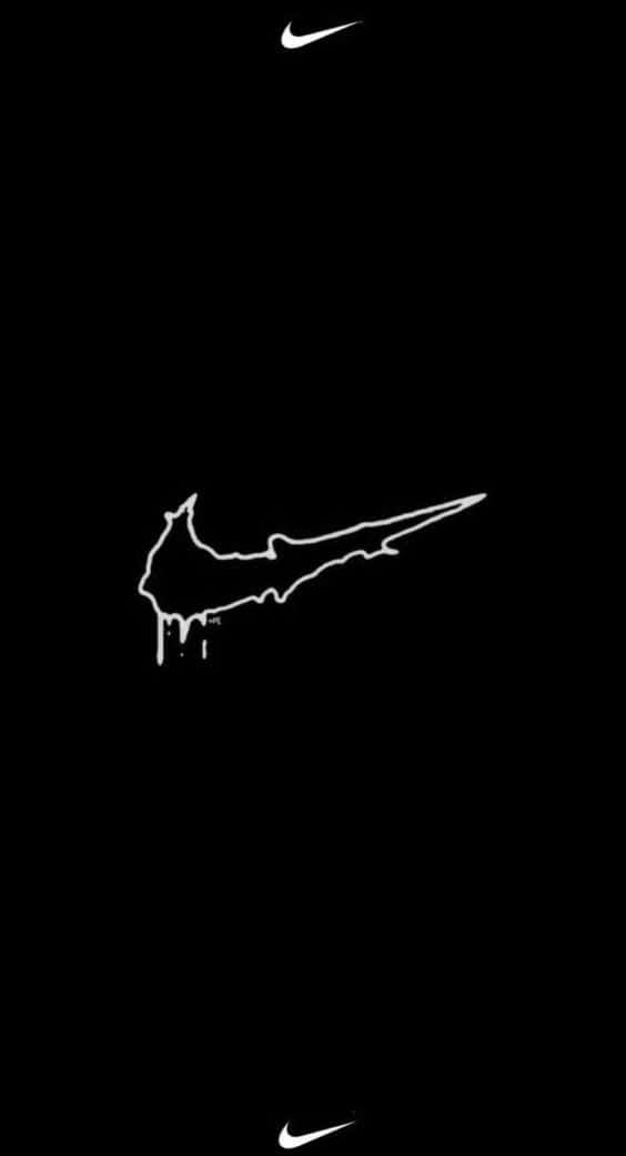 黑色背景，白色滴落Nike Swoosh標誌，頂部和底部有較小的Swoosh。 — Nike GIF 壁紙