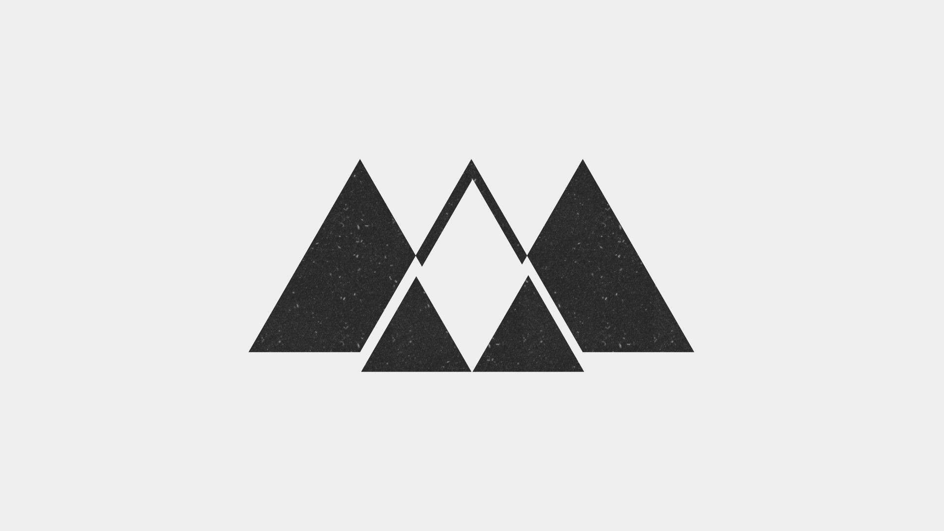 簡約 桌布 壁紙 — 極簡黑色紋理三角形排列成風格化的山脈，背景為淺灰色。