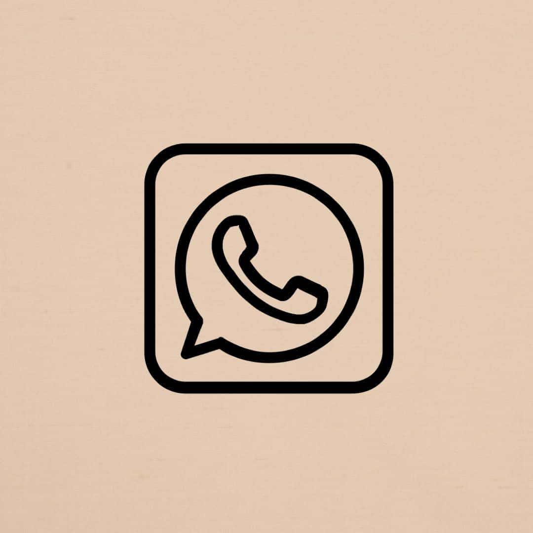 WhatsApp 桌布 壁紙 — 極簡黑色線條WhatsApp標誌，居中於米色紋理背景上。