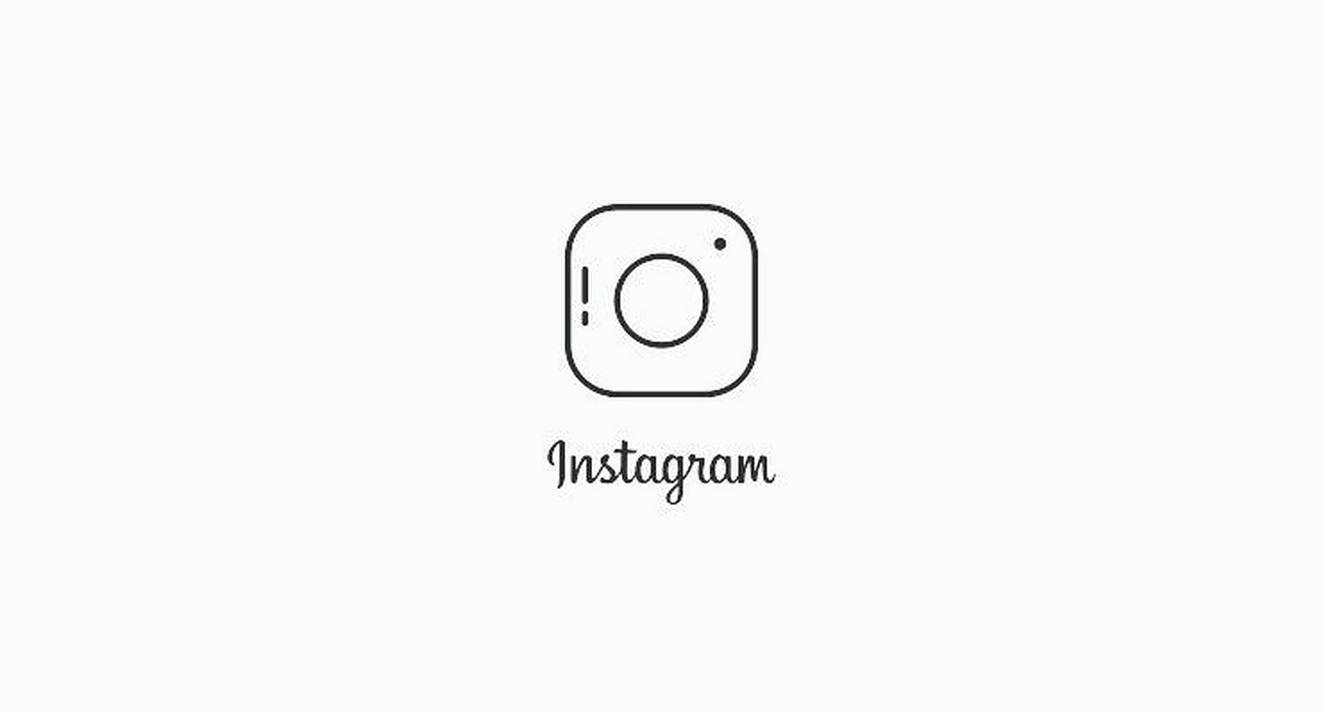 Instagram 桌布 壁紙 — 極簡黑色線條藝術Instagram標誌居中於純白背景上。
