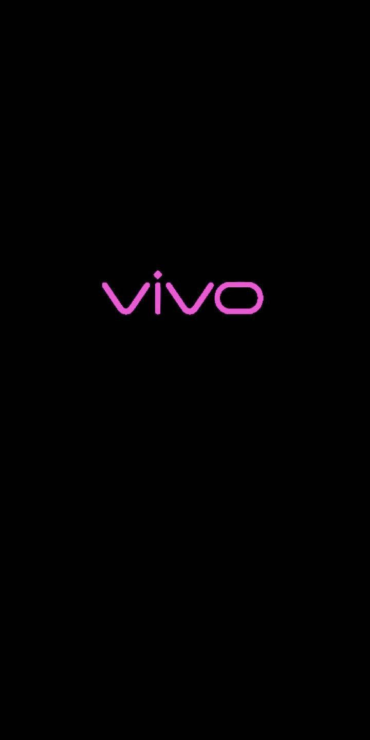 手機 桌布 壁紙 — 極簡黑色背景，中央有一個發光的粉紅色vivo標誌。