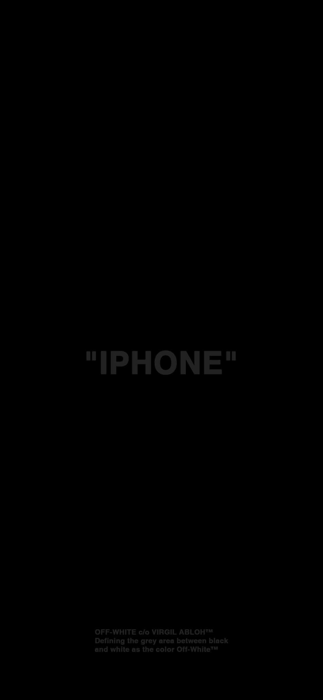 iPhone Xs Oled 桌布 壁紙 — 極簡黑色背景，中央灰色文字顯示「IPHONE」，底部有小型品牌文字。