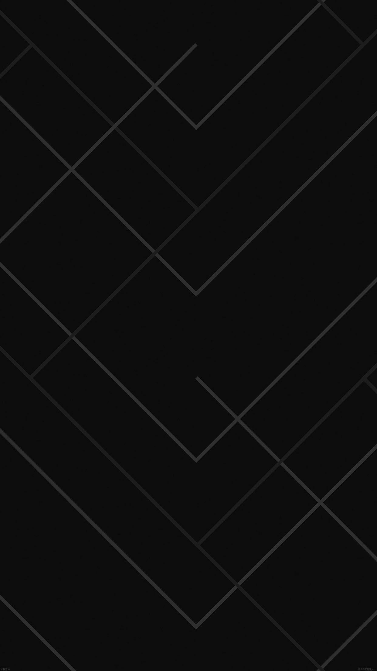 Simple Geometric Phone 桌布 壁紙 — 極簡黑色背景，帶有微妙的灰色幾何線條，形成抽象的角度圖案。