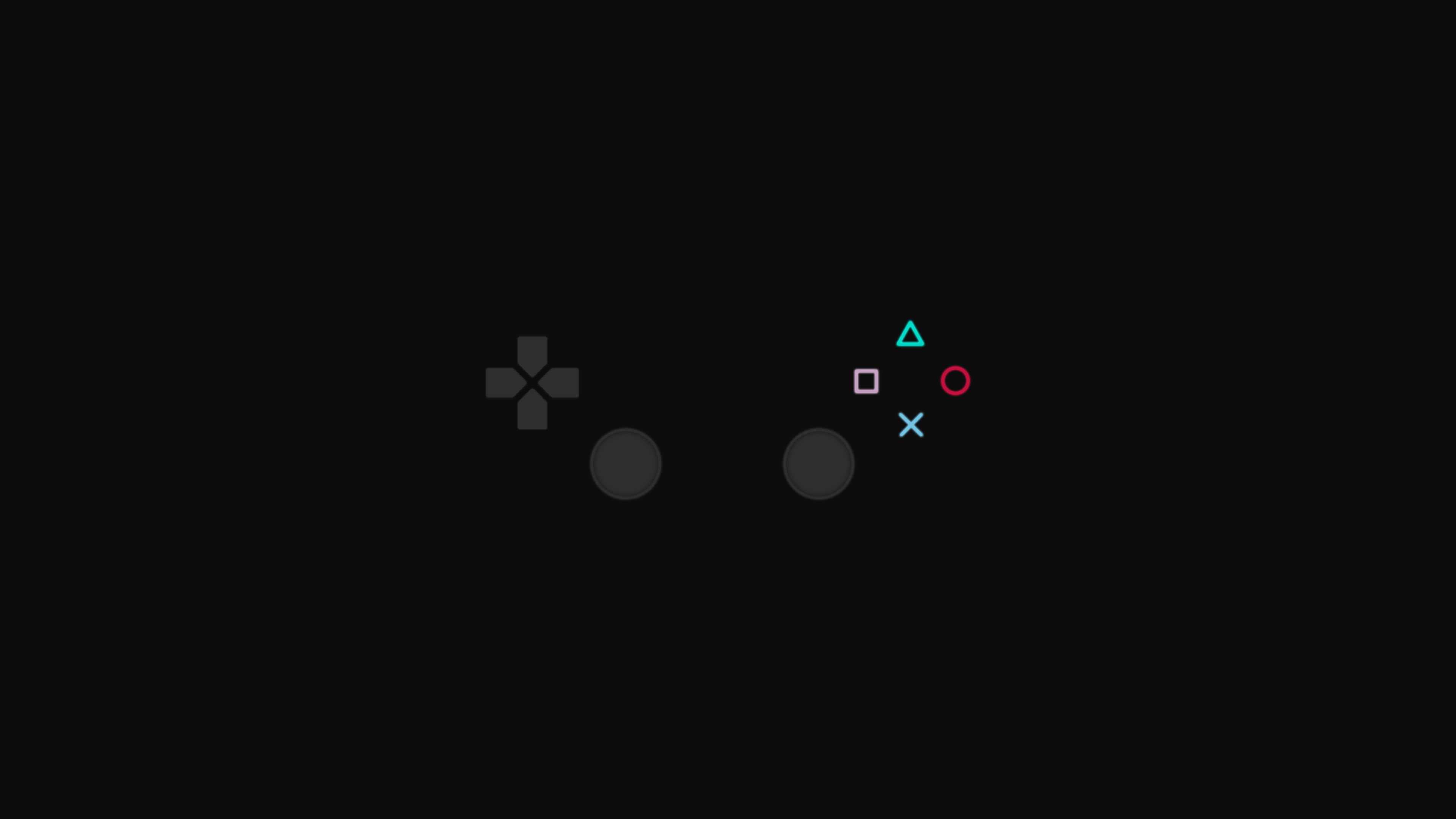 Remote 桌布 壁紙 — 極簡黑色背景，帶有發光的PlayStation控制器按鈕和方向鍵。
