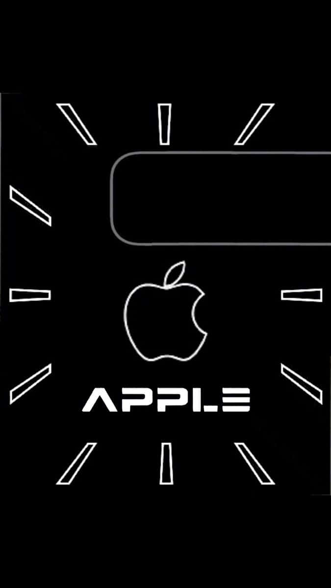 黑色背景上的Apple標誌和文字，搭配白色幾何線條 — Apple Watch 動態 壁紙