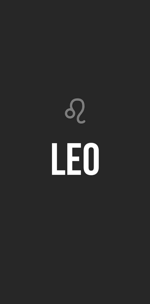 Leo 桌布 壁紙 — 極簡黑色背景，白色文字和獅子座星座符號。