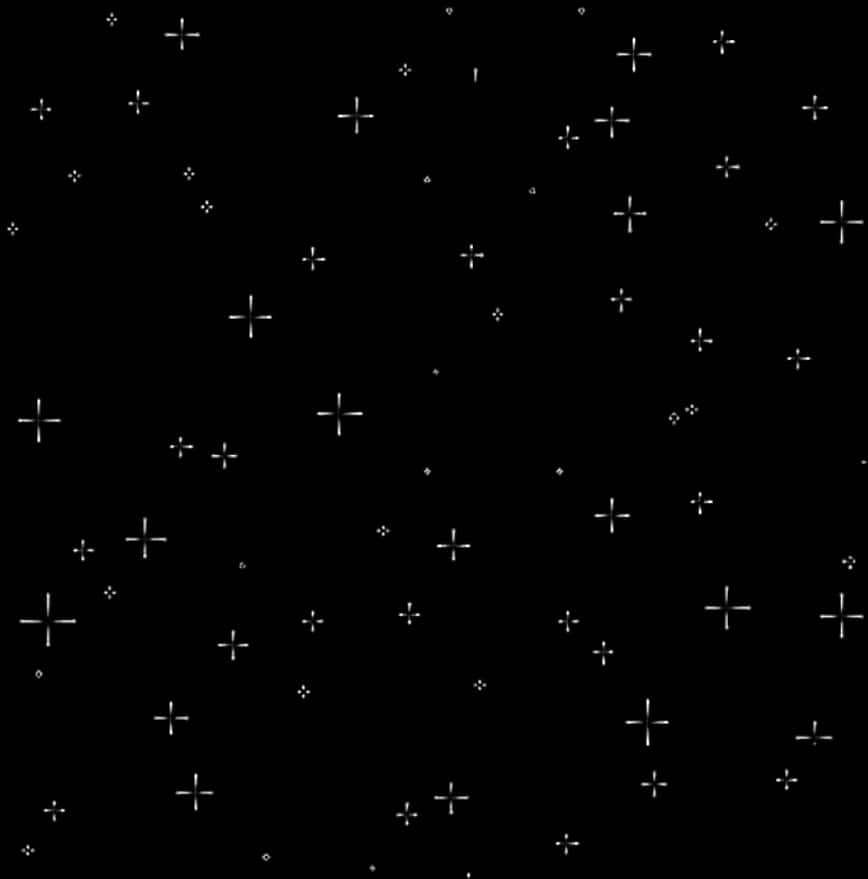 Stars 桌布 壁紙 — 極簡黑色背景，點綴著散落的白色加號形星星，營造出宇宙圖案。