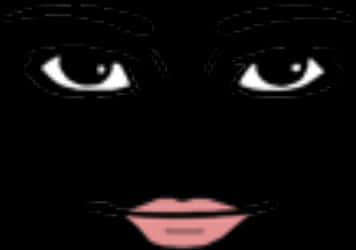 Roblox Face 桌布 壁紙 — 極簡黑色背景上，只有一對白色眼睛和粉紅色嘴唇居中，形成強烈對比。