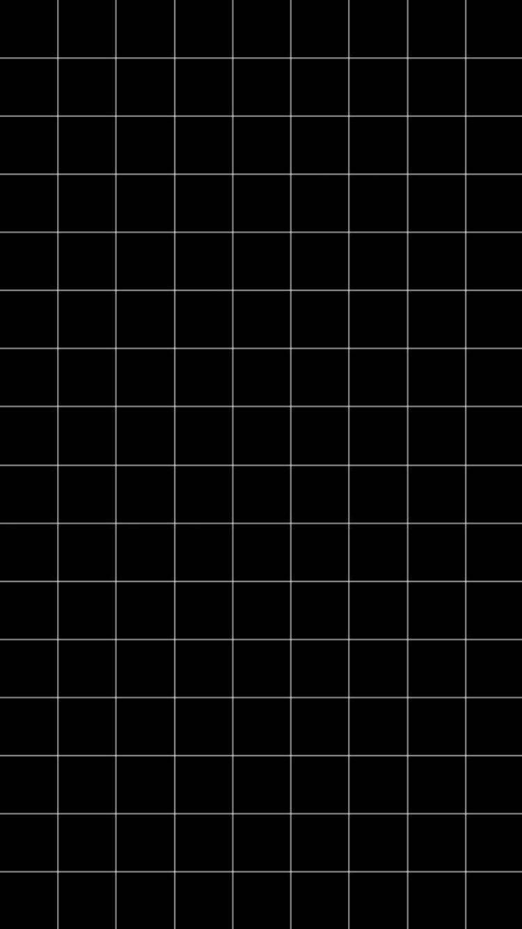 black and white aesthetic grid 桌布 壁紙 — 極簡黑色背景上覆蓋精確的白色網格圖案，營造出乾淨的幾何設計。