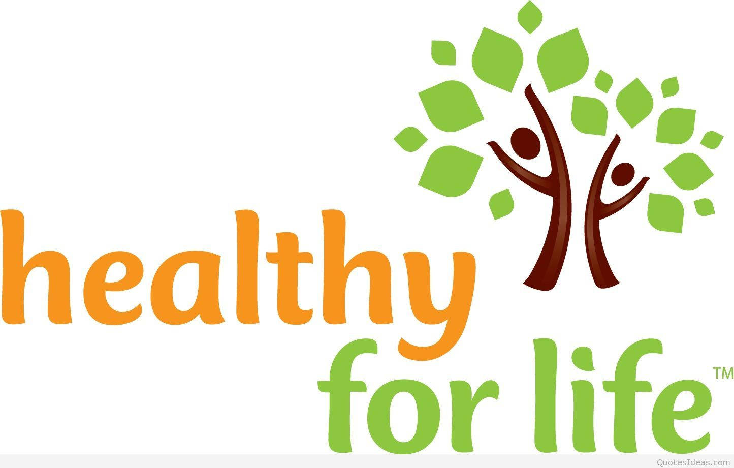 Health 桌布 壁紙 — 標誌帶有橙色和綠色文字，寫著 healthy for life，旁邊有兩個風格化的人形，形成一棵有綠色葉子的樹。
