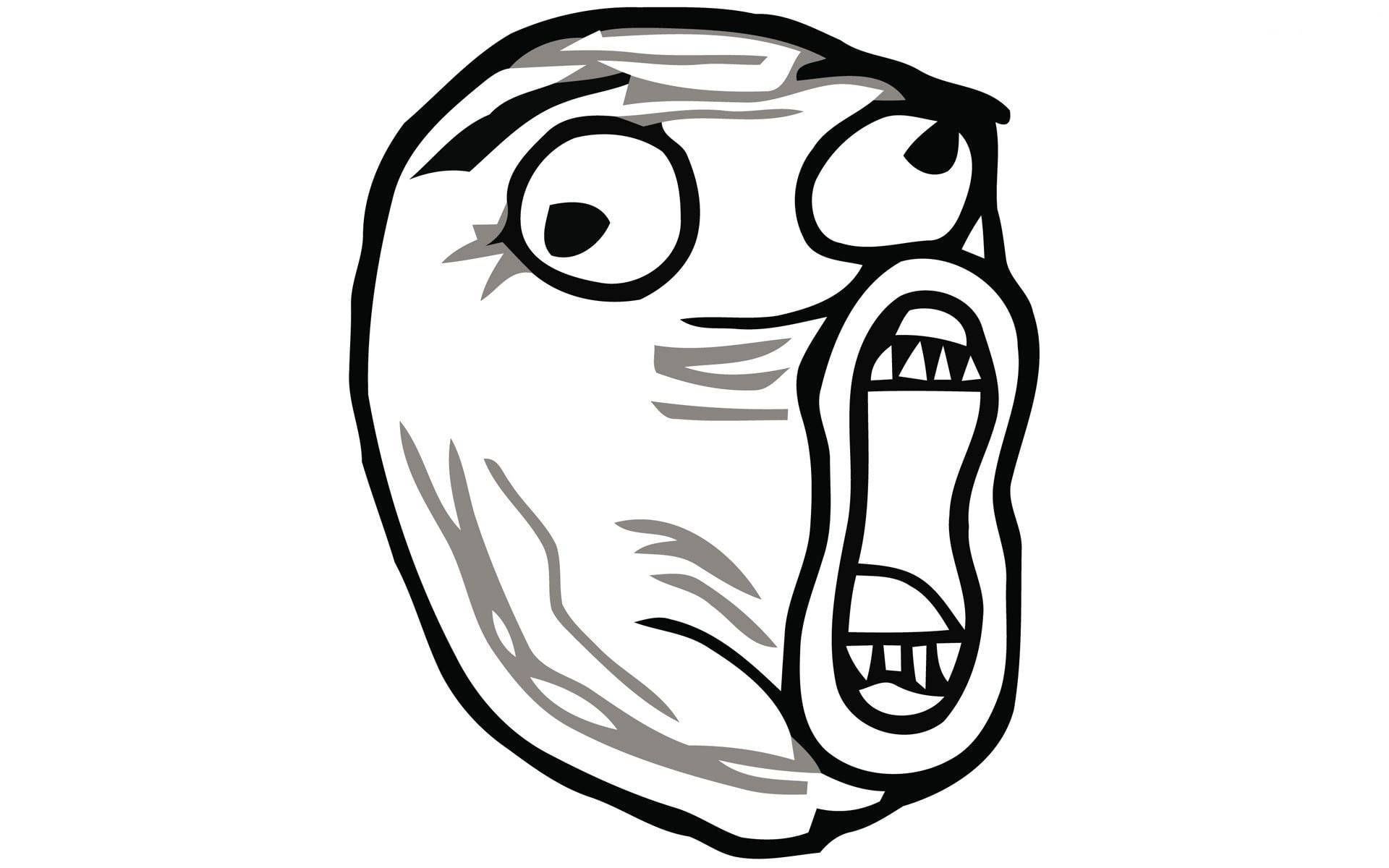 Funny Meme 桌布 壁紙 — 標誌性『facepalm』迷因角色的黑白線條畫，眼睛睜大，嘴巴張開。